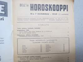 Horoskooppi 1959 nr 7 heinäkuu -ennustuksia ja tulkintaa