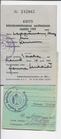 Kalastuksenhoitomaksu vuonna 1959  Vaala  - kalastuskortti