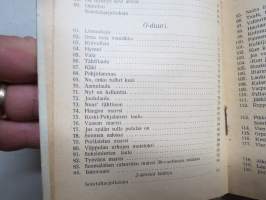 Valistuksen laulukirja, nuottipainos, sisältää nuottioppi-osuuden alussa, kaikki laulujen nimet näkyvät kuvissa