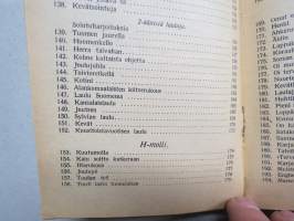 Valistuksen laulukirja, nuottipainos, sisältää nuottioppi-osuuden alussa, kaikki laulujen nimet näkyvät kuvissa