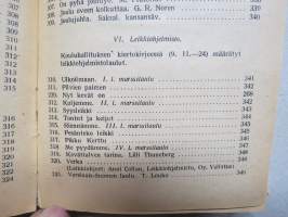 Valistuksen laulukirja, nuottipainos, sisältää nuottioppi-osuuden alussa, kaikki laulujen nimet näkyvät kuvissa