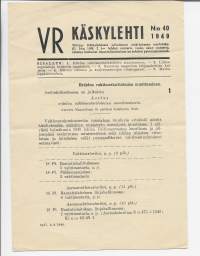 VR Käskylehti 1949 nr 40  -  Valtionrautatiet