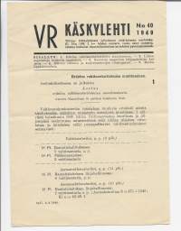 VR Käskylehti 1949 nr 40  -  Valtionrautatiet