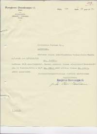Hausjärven Osuuskauppa rl Hikiä 1936 -  firmalomake