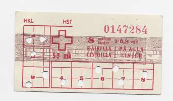 HKL / HST  raitiotie matkalippu 8 matkaa a 6,25 mk = 50 mk