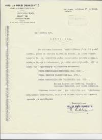 Hiili ja Koksi Oy  1926 -  firmalomake