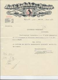 Häkli, Lallukka ja Kumpp Oy Wiipuri 1930 -  firmalomake