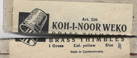 KOH-I-NOOR Weko Sormustin  erä 1/4 krossia = 3 tusinaa = 36 kpl, alkuperäinen avaamaton tukkupakkaus ( vanhan tukkuliikkeen varastoa 40-50-luvulta)