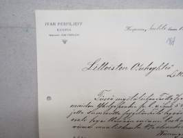 Ivan Perfiljeff, Kuopio 11.4.1922 -asiakirja