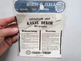 Kakel dekor -själhäftande vinyl, innehåll 5 st / 5 kpl kaakelitarroja 1970-luvulta