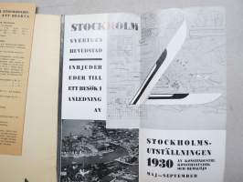 Stockholm - Stockholmsutställningen 1930 av konstindustri, konshandverk och hemslöjd -travel brochure and map matkailuesite / kartta