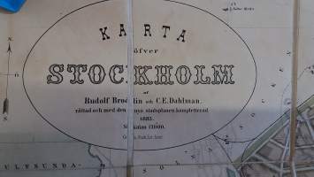 Karta öfver Stockholm af Rudolf Brodin och C. E. Dahlman. (1800-luku, harvinainen keräily, keräilykohde, kartta)