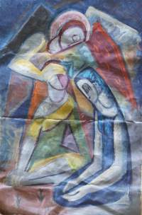 Leena Immonen. &quot;Siunaus&quot; kubistinen öljyvärimaalaus kankaalle  80x70 cm kehystämätön