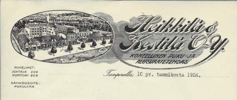Heikkilä &amp; Kestilä Oy Tampere 1924 -  firmalomake
