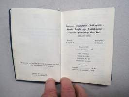 Suomen Höyrylaiva Osakeyhtiö - Finska Ångfartygs Aktiebolaget  SHO - FÅA kalenteri 1957, runsassisältöinen kirja, mm. laivaluettelo &quot;fleet list&quot;