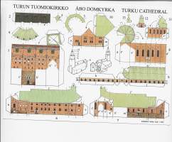 Paperinukke leikattava pienoisarkki A5 Turun Tuomiokirkko postikortti 2009