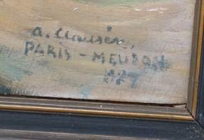 Paris Meidon, öljymaalaus puulle sign  A Clausén 1929 38x47 cm kehystetty