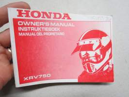 Honda XRV750 owner´s manual -käyttöohjekirja englanniksi, hollanksi ja espanjaksi, sähkökaavio mukana