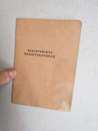 Citroën 4D Sedan ID-19/3125, vm. 1959, CE-146, 1. omistaja Autoliike Teho Helsinki - haltija rouva Lea Anneli Nyström Helsinki -rekisteriote / registerutdrag