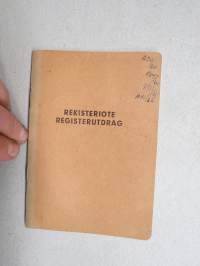 Peugeot 4D Sedan 403/2660, vm. 1959, RP-153, 1. omistaja vankilanjohtaja Martti Ylöstalo, Joutseno -rekisteriote / registerutdrag