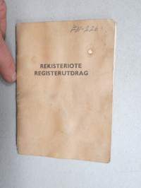 Barkas V.901-2, vm. 1961, FN-226, 1. omistaja Oy Auto-Ala Ab, haltija Erkki Pertttilä, IV piiri, Vammala -rekisteriote / registerutdrag