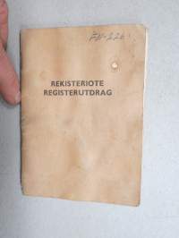 Barkas V.901-2, vm. 1961, FN-226, 1. omistaja Oy Auto-Ala Ab, haltija Erkki Pertttilä, IV piiri, Vammala -rekisteriote / registerutdrag