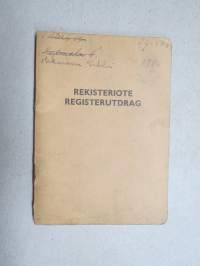 Hillman Minx 4D Sedan, vm. 1952, IG-584, 1. omistaja Ajoväline Oy, Tampere - haltijat Niilo Kolehmainen &amp; Niilo Myllymäki, Pispala Tre -rekisteriote / registerutdrag