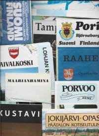 Noin puoli kiloa suomalaisia karttoja ja matkailuesitteitä alk 1970 l