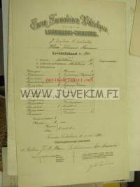Turun Suomalainen Waltiolyseo, Wäinö Laurinen -lukukausitodistus 1900