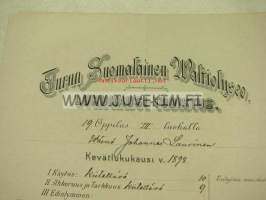 Turun Suomalainen Waltiolyseo, Wäinö Laurinen -lukukausitodistus 1898