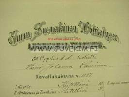 Turun Suomalainen Waltiolyseo, Wäinö Laurinen -lukukausitodistus 1897