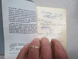 Skoda 2D Sedan 440, vm. 1956, II-184, omistaja myymälänhoitaja Aaro Hinkkanen, Orivesi -rekisteriote / registerutdrag