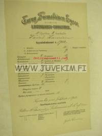 Turun Suomalainen Lyseo, Wäinö Laurinen -lukukausitodistus 1902