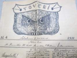 Toveri 1911 nr 4, 7.10.1911 - Turun Suomalaisen Klassillisen Lyseon Toverikunnan julkaisu / lehti