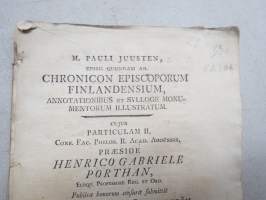 M. Pauli Juusten - Chronicon Episcoporum Finlandensium... Henrico Gabriele Porthan... Jacobus Johannes Lagerström -väitöskirja 1784