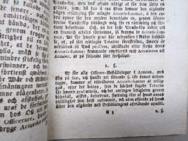 Kongl. Majestets... Förordning Och Reglemente Angående Accorderne uti Arméen -asetus / säädös, Stockholm, 1793