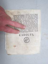 Kongl. Majestets... Bref Til Landshövdingarna, at Rusthållare ? få betunga theras Augments Hemman med större Utlagor... -asetus / säädös, Stockholm, 1692