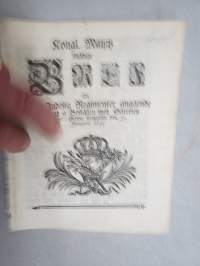 Kongl. Majestets... Bref Til Alla Indelta Regimenter angående Bygnad å Boställen med Säteries Frihet... -asetus / säädös, Stockholm, 1695