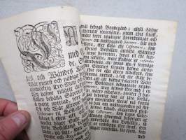 Kongl. Majestets... Bref Til Alla Indelta Regimenter angående Bygnad å Boställen med Säteries Frihet... -asetus / säädös, Stockholm, 1695