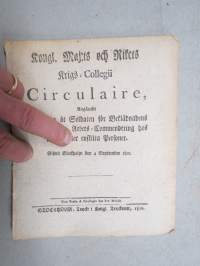 Kongl. Majestets... Circulaire, Angående Ersättning åt Soldaten för Beklädnadens slitning under Arbets-Commendering hos Bolag...  -asetus / säädös, Stockholm, 1812