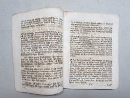 Kongl. Majestets... Förklaring Uti Någre mål, rörande Förordningarne om Husesyner på Militiae-Bostellen... -asetus / säädös, Stockholm, 1748