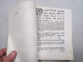 Kongl. Majestets... Reglemente, Angående Infanteri Regementernes Tråss och Utredning, Stockholm, 1776 -asetus / säädös