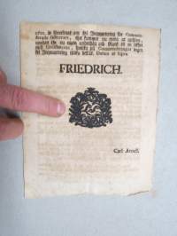 Kongl. Majestets... Reglemente För Officerare af Landt-Militien efter de komma at njuta theras rese- och underhålls penningar... Stockholm, 1743 -asetus / määräys