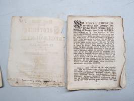 Kongl. Majestets... Förordning och Reglemente, Angående En Pensions Cassa för Arméen. Stockholm, 1757 -asetus / määräys