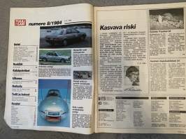 Tuulilasi 1984 nr 8 - Testi: Jokamiehen promille-mittarit, Uusia malleja ensivuodelle, tuleva Citroen 2CV, Kestotesti: Etuvetoinen Toyota Corolla, ym.