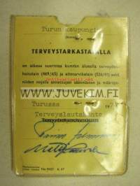 Turun kaupungin terveystarkastaja N. N. -virkakortti 1974