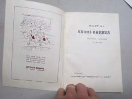 Maaottelu Suomi-Ranska Stadionilla 15-16.9.1951 -käsiohjelma