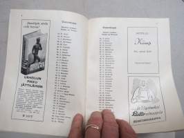 Maaottelu Suomi-Ranska Stadionilla 15-16.9.1951 -käsiohjelma