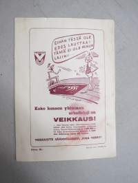 Maaottelu Suomi-Ranska Stadionilla 15-16.9.1951 -käsiohjelma