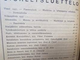 Työväen Kalenteri XXX (30.) 1937, sis. mm. Sylvi-Kyllikki Kilpi - Sosialistisen kasvatuksen periaatteista, Antti Vahteri - Stalinin perustuslaki, J.W. Keto - Sosia..